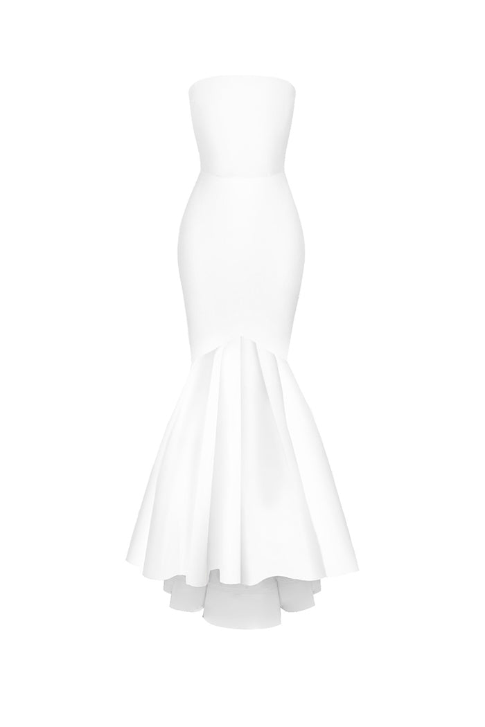 Satin maxi dress with ruffled skirt – Rasario