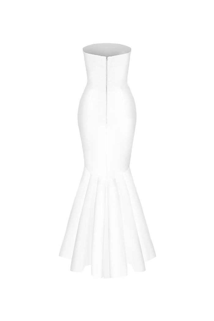 Satin maxi dress with ruffled skirt – Rasario