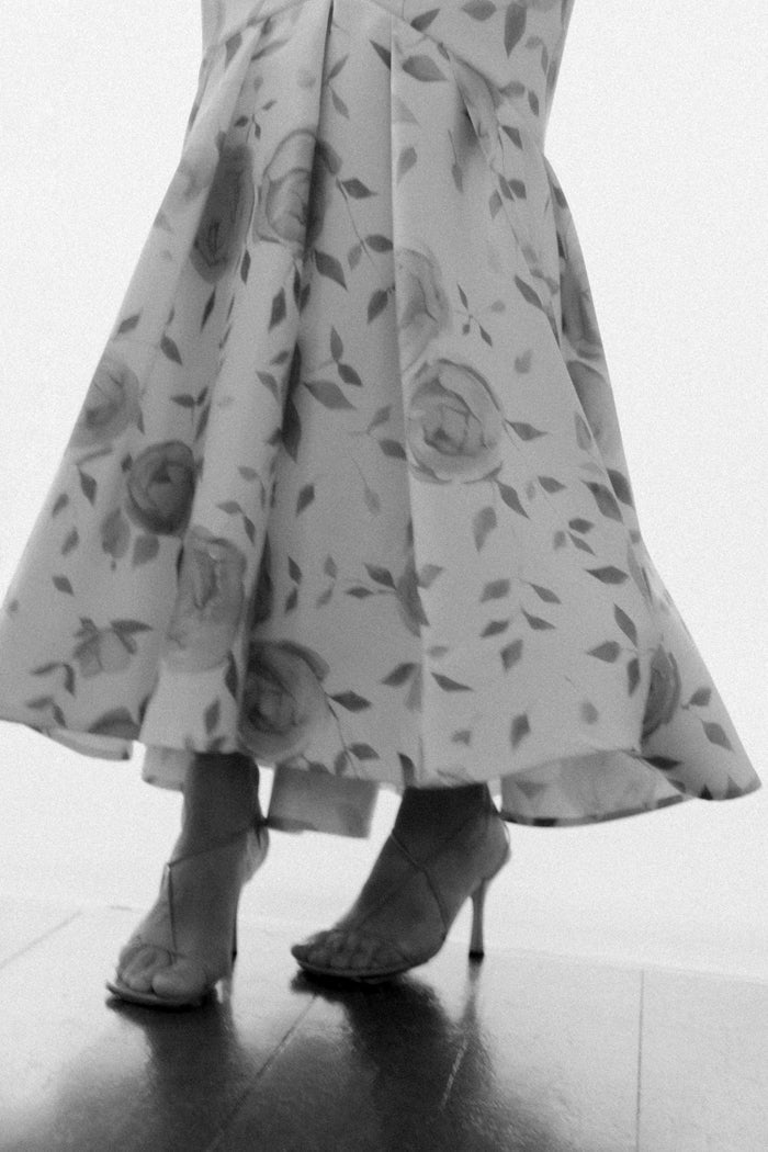 Satin maxi dress with ruffled skirt – Rasario