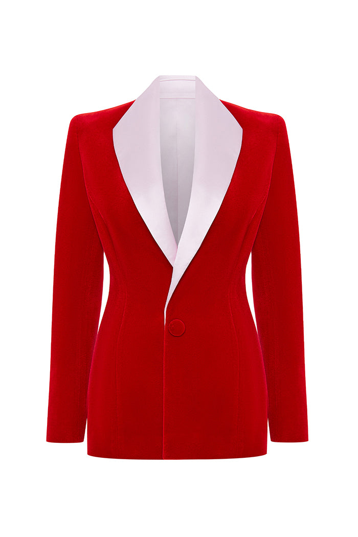 Single-breasted velvet and satin jacket – Rasario