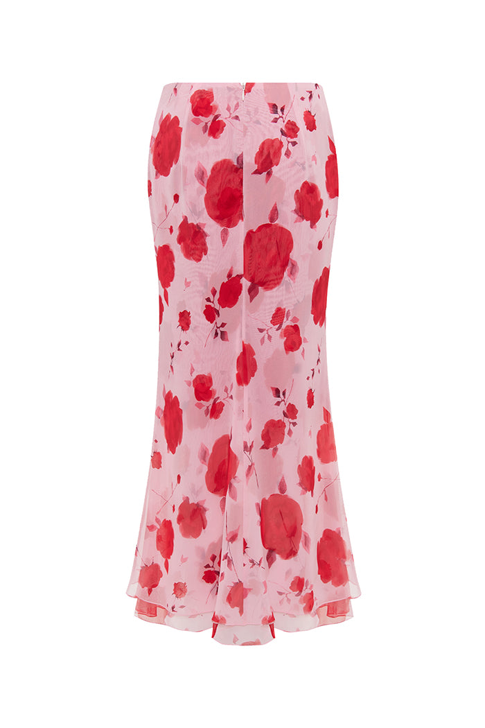 Two-layered printed chiffon maxi skirt – Rasario