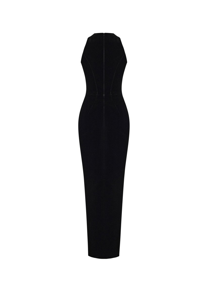 Velvet draped midi dress with a side slit – Rasario