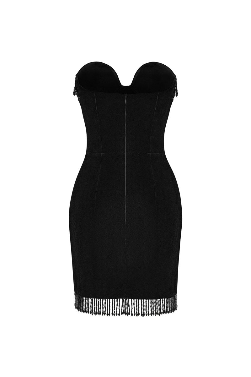Velvet fringed mini dress – Rasario