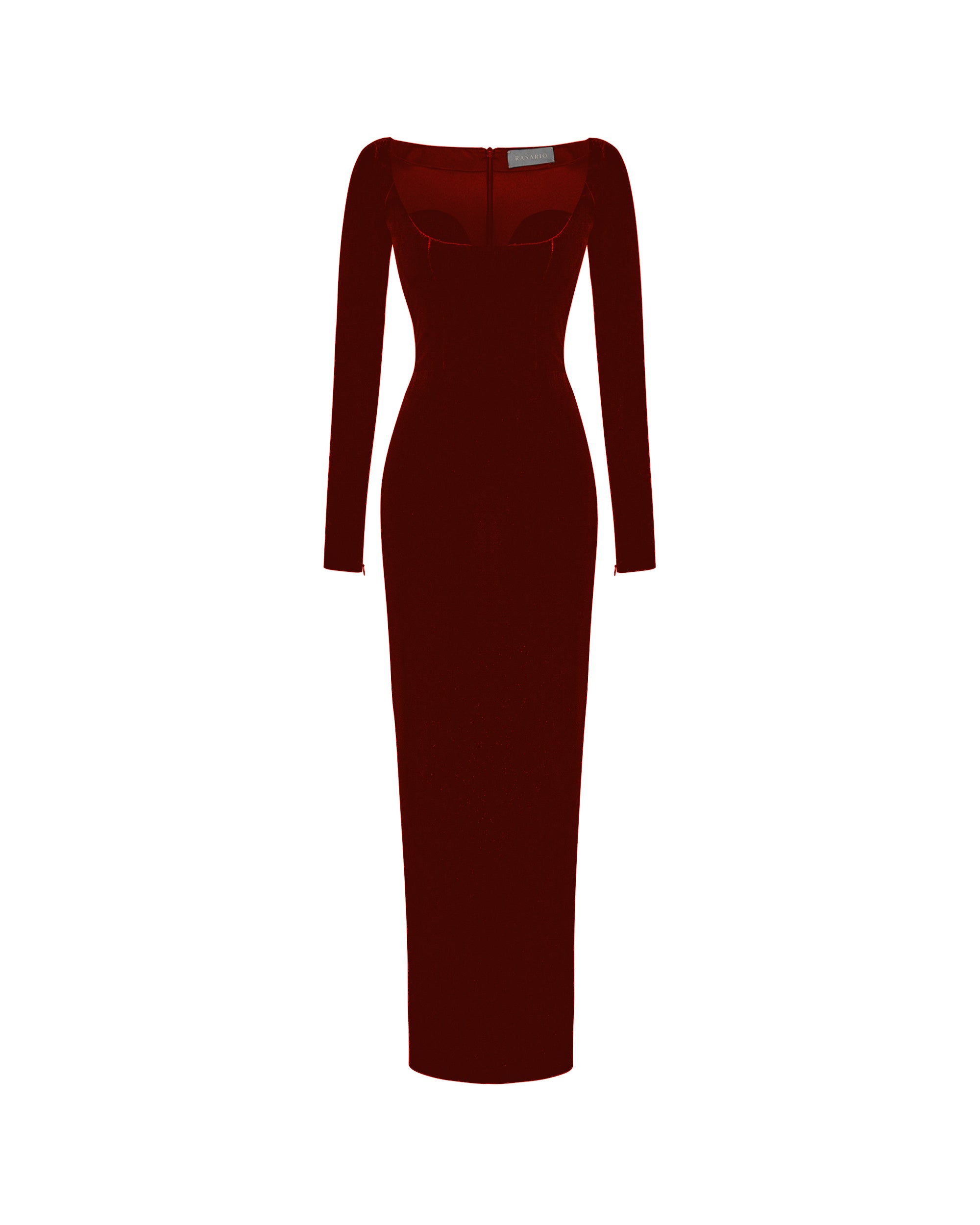 Velvet midi dress – Color: Burgundy – RASARIO Online Boutique 34 (FR) / Burgundy