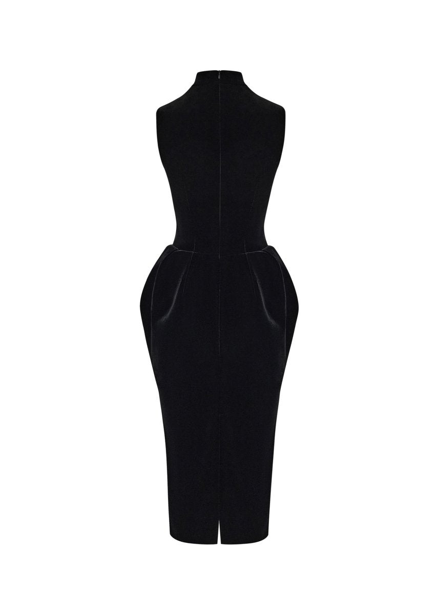 Velvet midi dress with voluminous skirt – Rasario