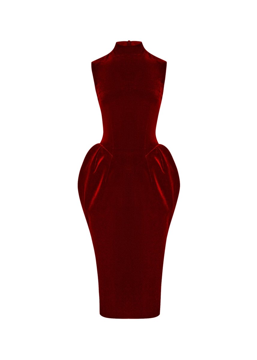 Velvet midi dress with voluminous skirt – Rasario