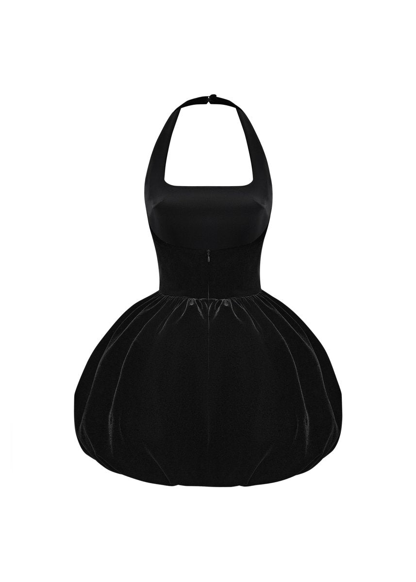 Velvet mini dress with voluminous skirt – Rasario