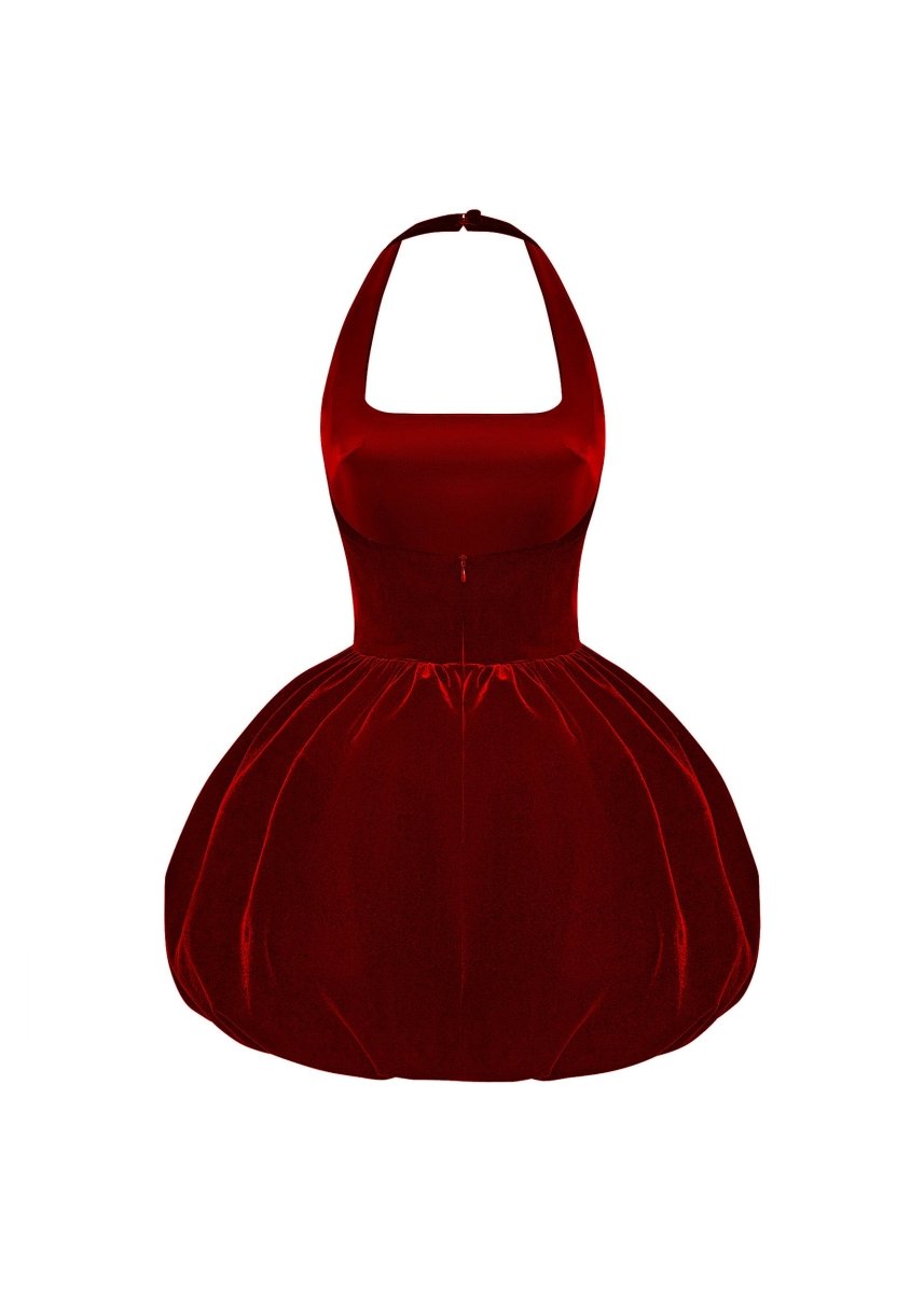 Velvet mini dress with voluminous skirt – Rasario
