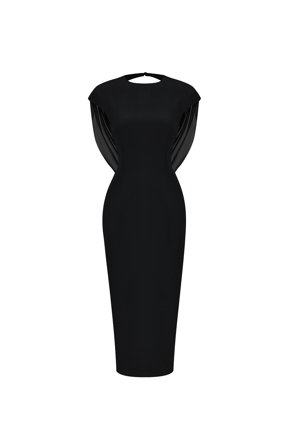 Viscose and silk midi dress with cowl back – Color: Black – RASARIO Online Boutique 44 (FR) / Black
