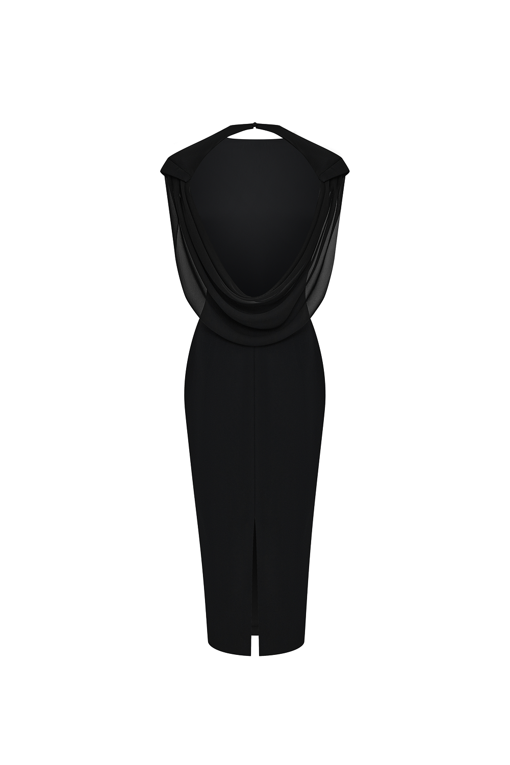 Viscose and silk midi dress with cowl back – Rasario