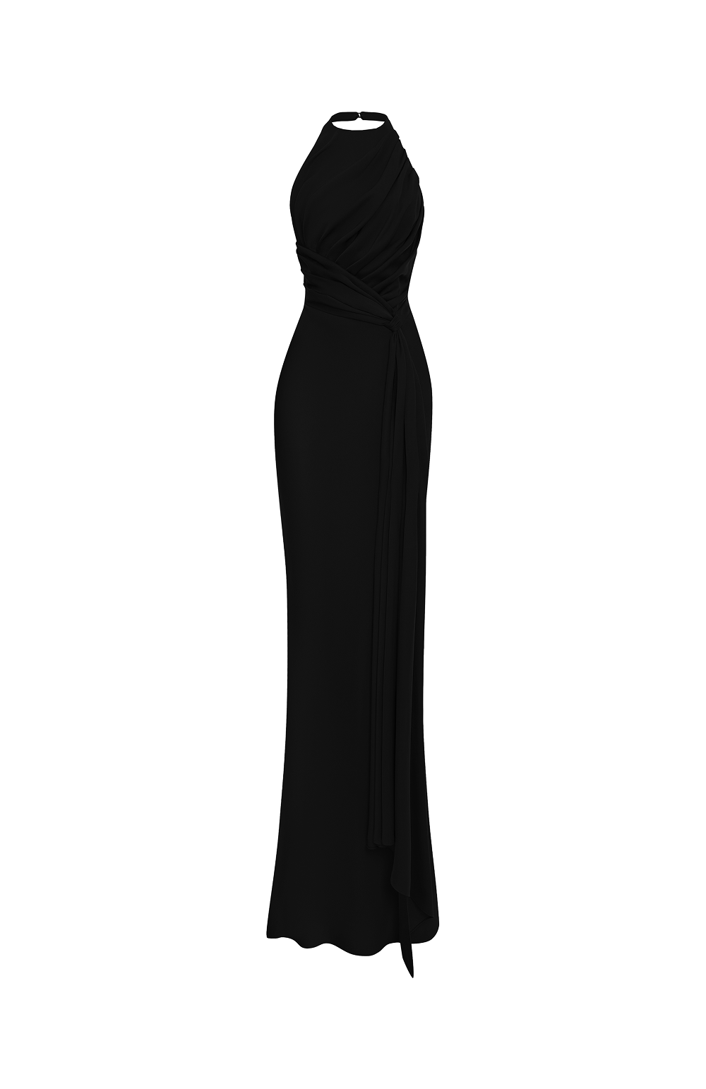 Viscose crepe maxi dress with train – Color: Black – RASARIO Online Boutique 34 (FR) / Black