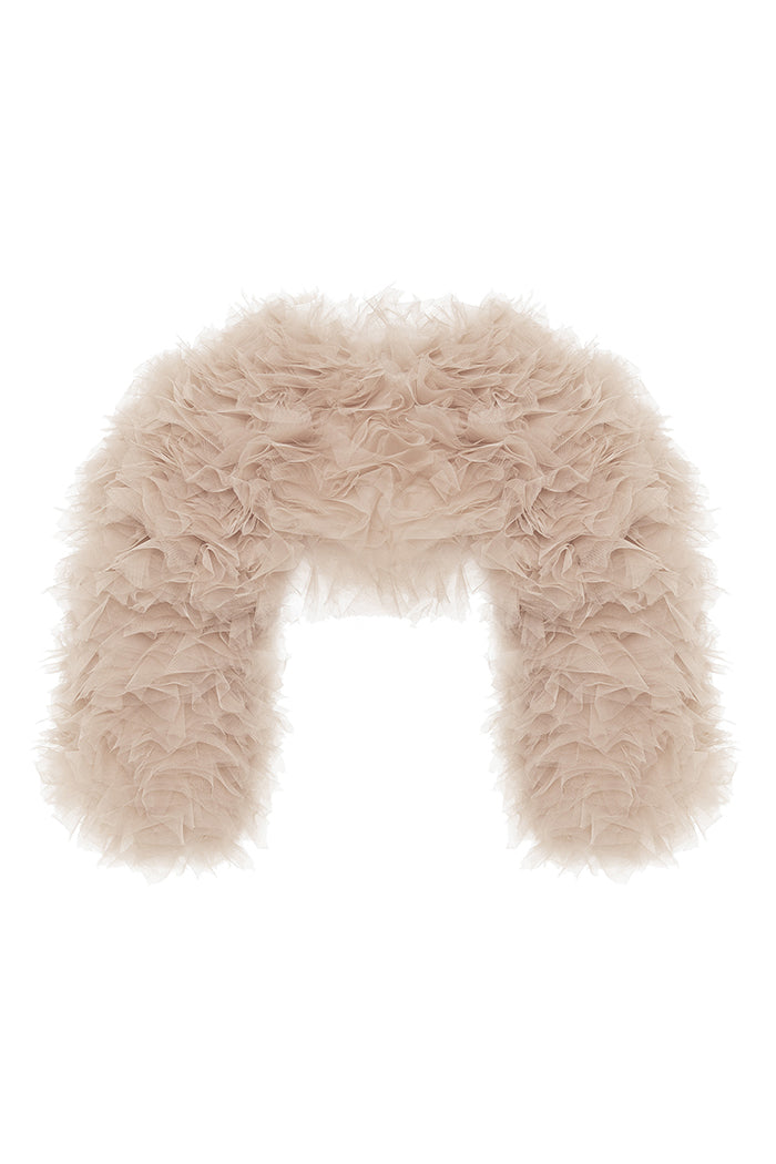 Voluminous tulle bolero – Color: Beige – RASARIO Online Boutique