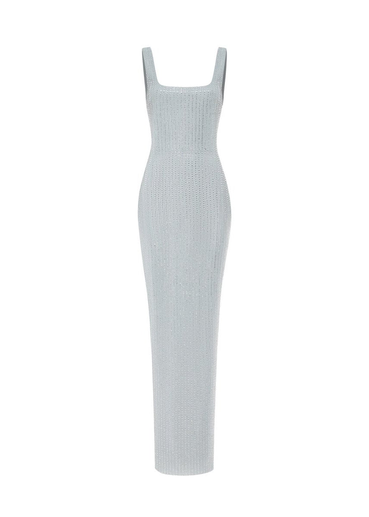 リリ様　SISANDI MIES　timeless women Crystal-embellished chiffon maxi dress with cutouts grey