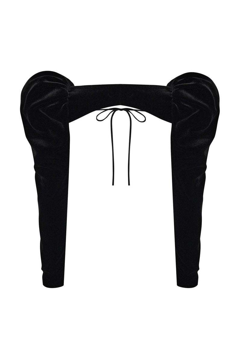 Velvet bolero with voluminous sleeves black BL001 – RASARIO