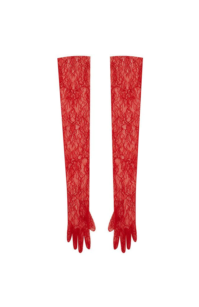 Fingerless Red Lace Gloves Fingerless Red Lace Gloves
