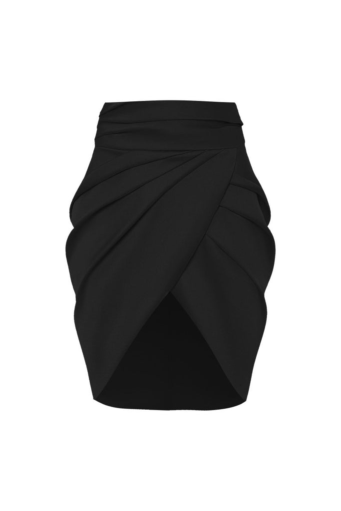 FETICO SATIN DRAPED SKIRT BLACK スカート FETICO(フェティコ)のSATIN DRAPED SKIRT BLACK(スカート)の通販