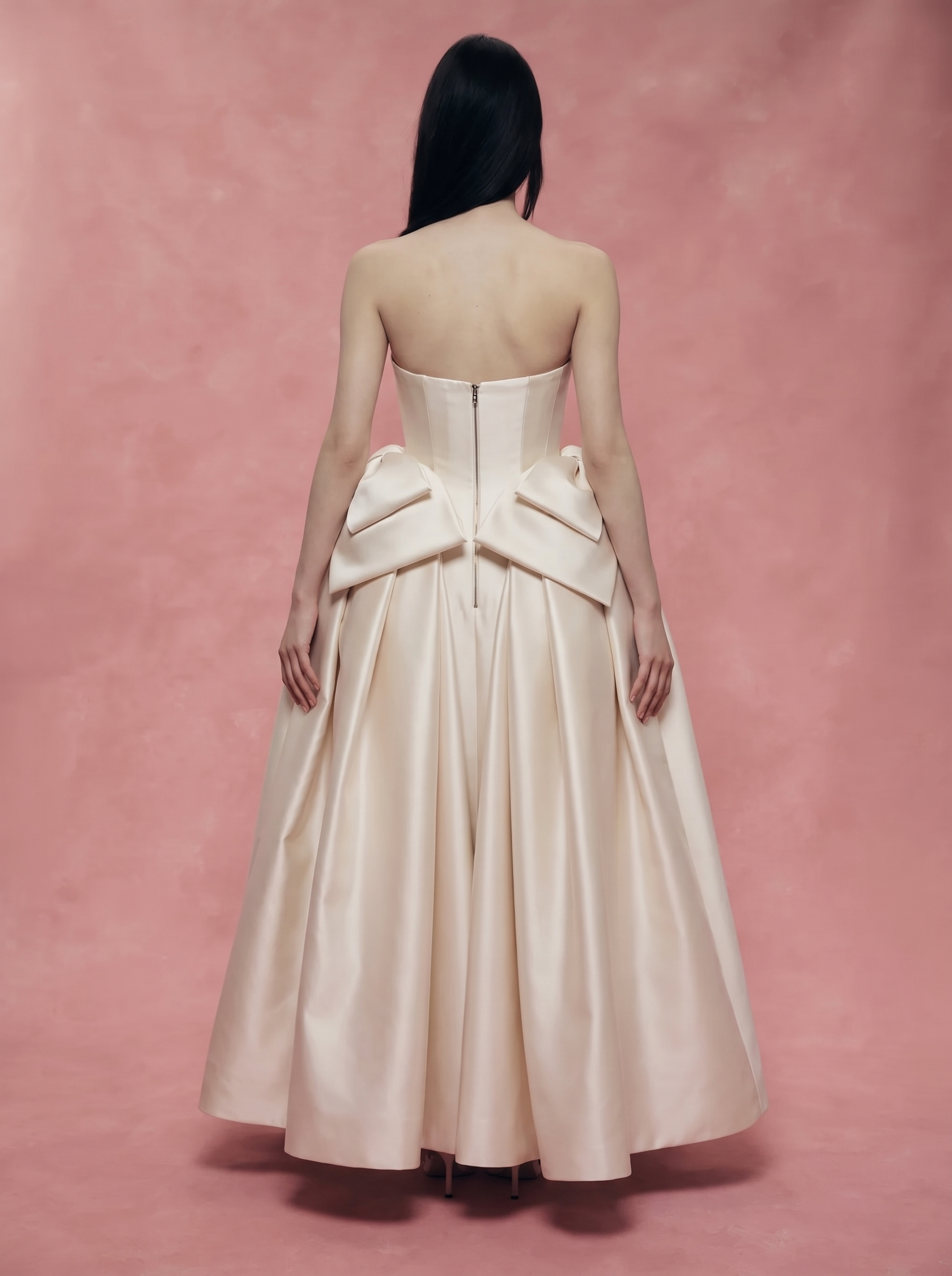 Satin Midi Dress with Sculptural Bow Details