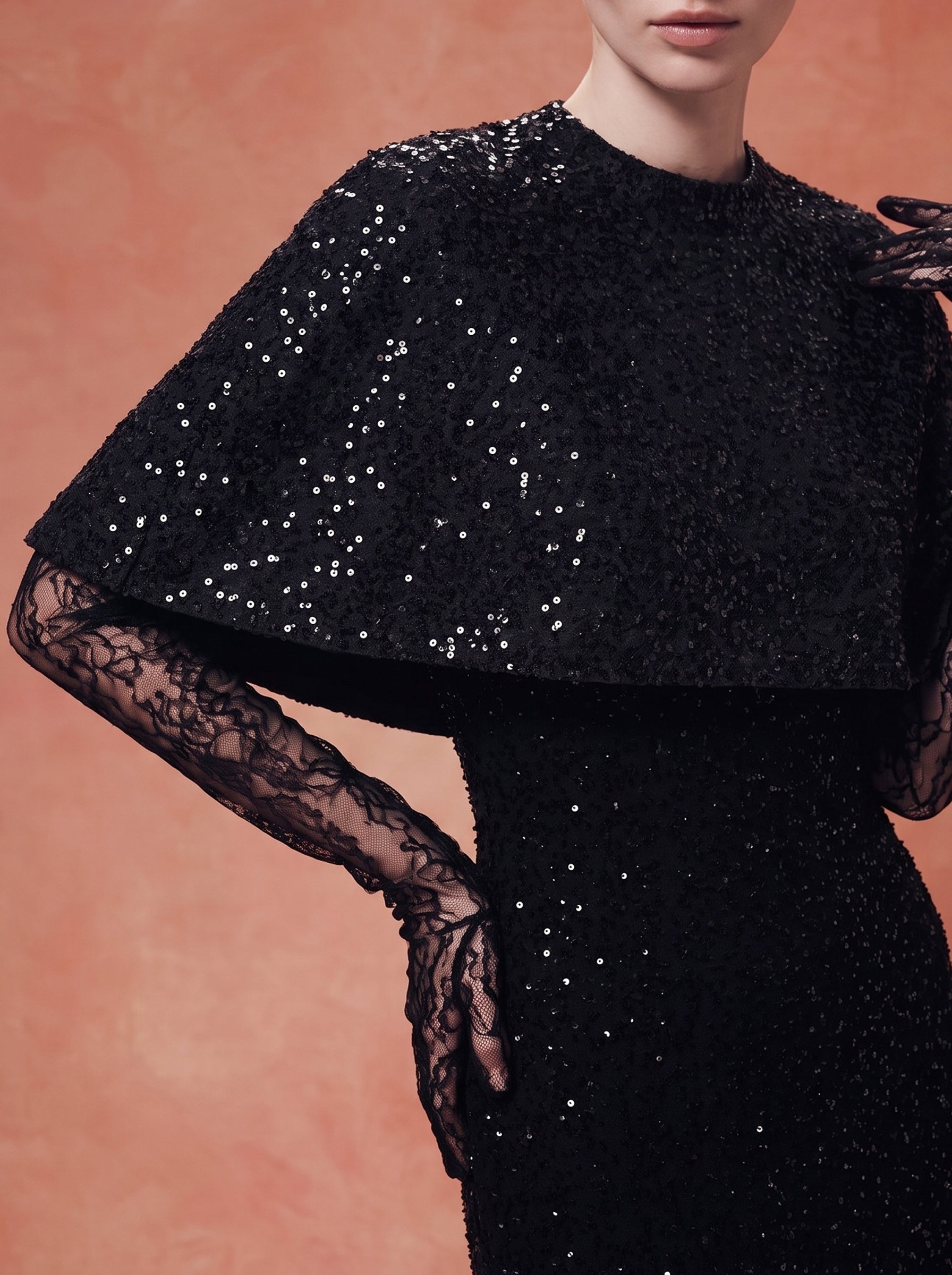 Sequin-Embroidered Cape
