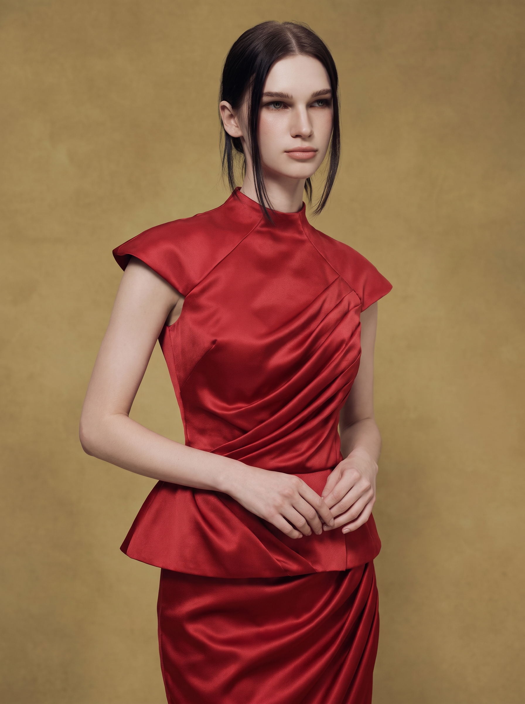 Crepe Satin Draped Top