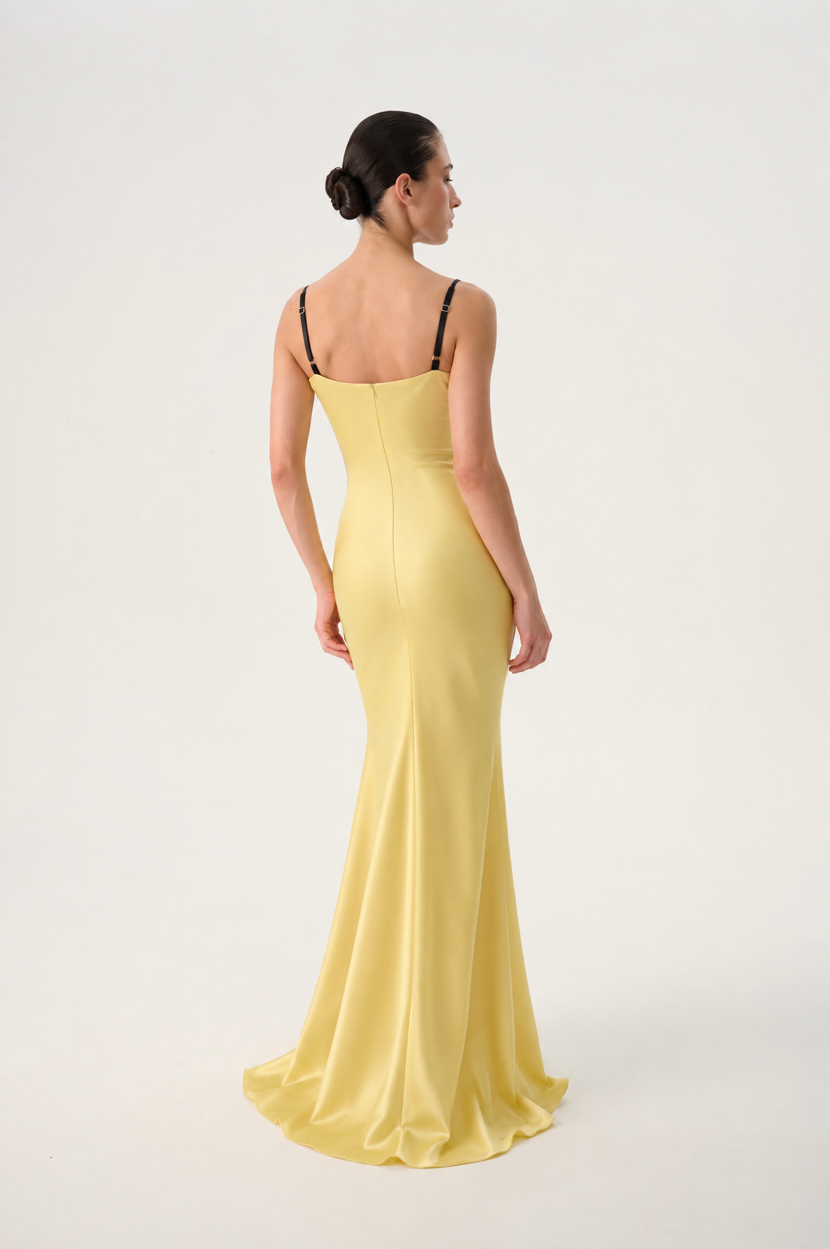 Satin and velvet draped maxi dress