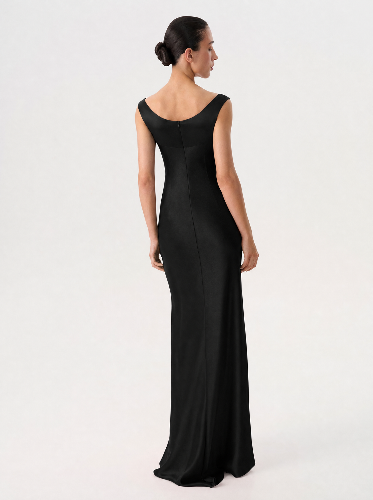 Printed satin draped maxi dress