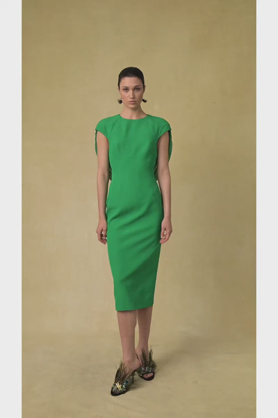 Viscose and silk midi dress with cowl back – Rasario