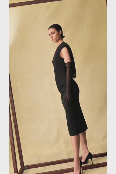 Viscose and silk midi dress with cowl back – Rasario
