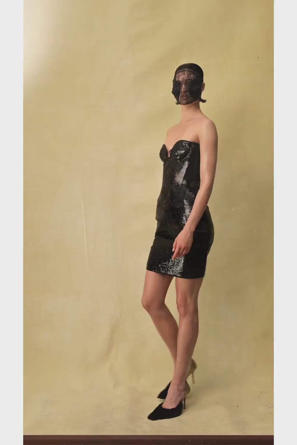 Sequin corset mini dress with voluminous skirt – Rasario