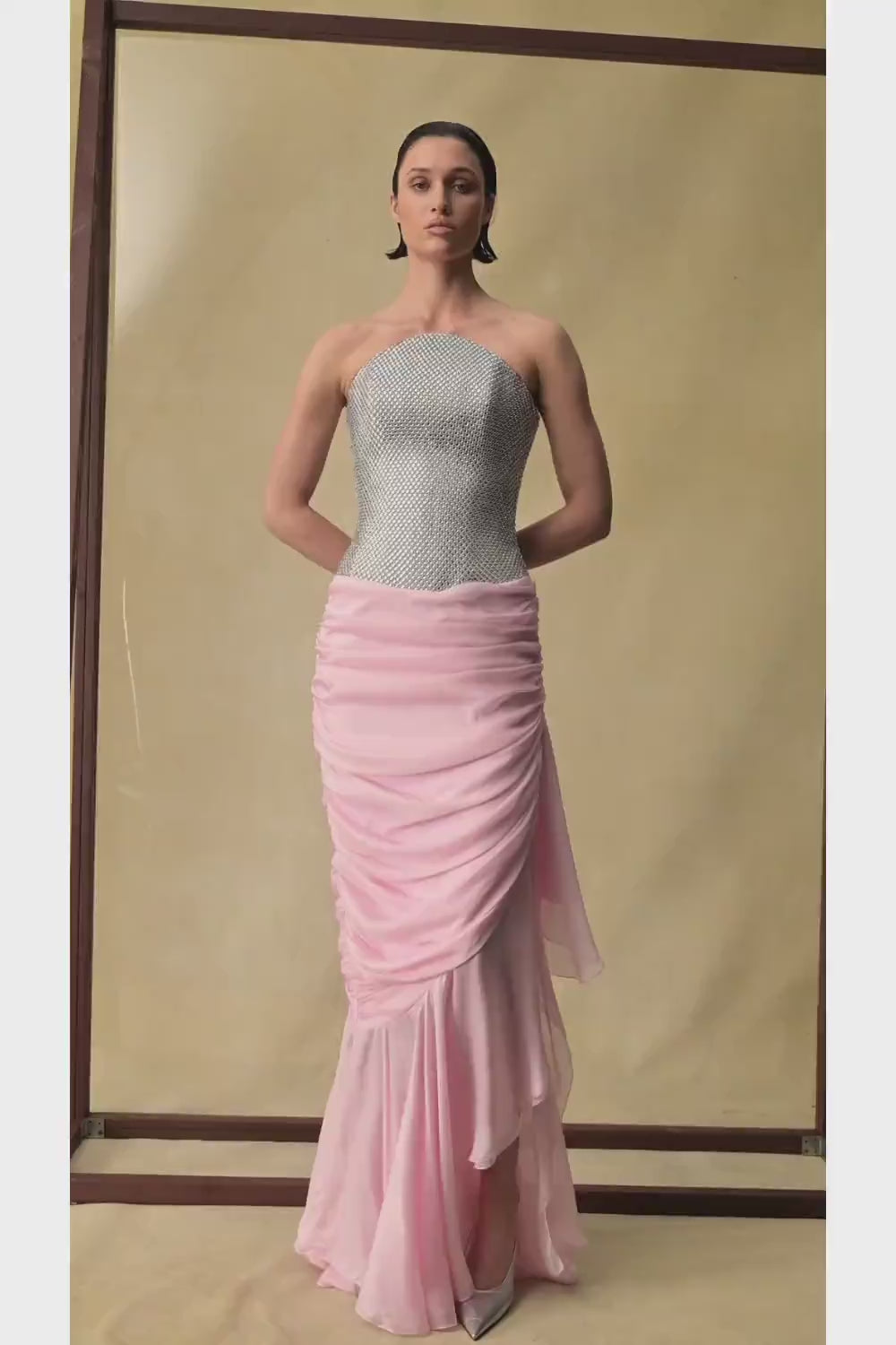 Crystal corset and silk chiffon dress – Rasario