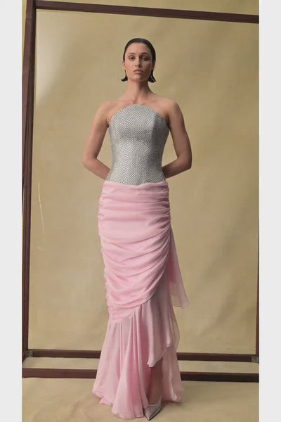 Crystal corset and silk chiffon dress – Rasario