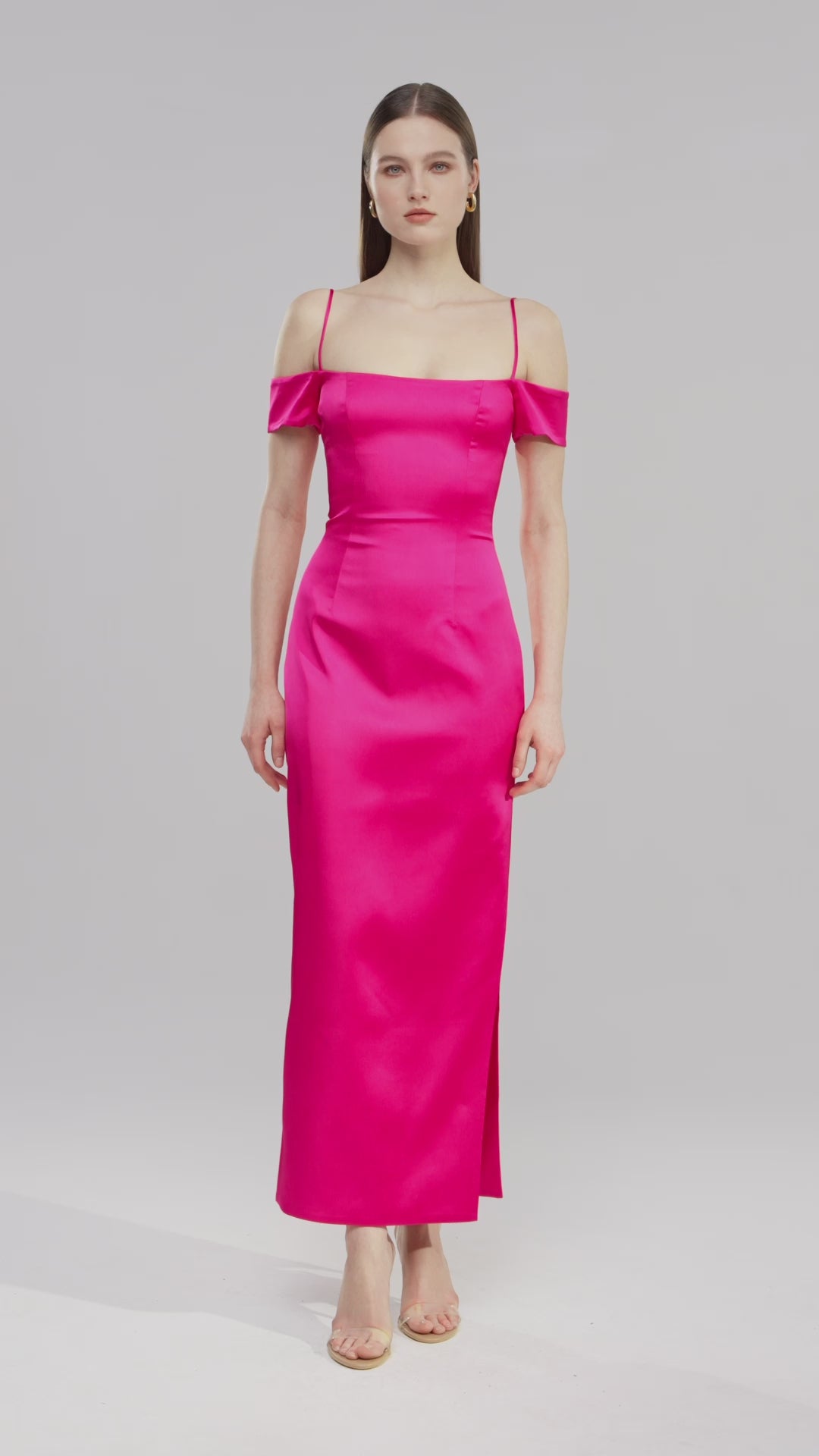 ワンピース Rixo TERRI MIDI SATIN DRESS Terri Satin Midi Dress in Purple Marble Ocean