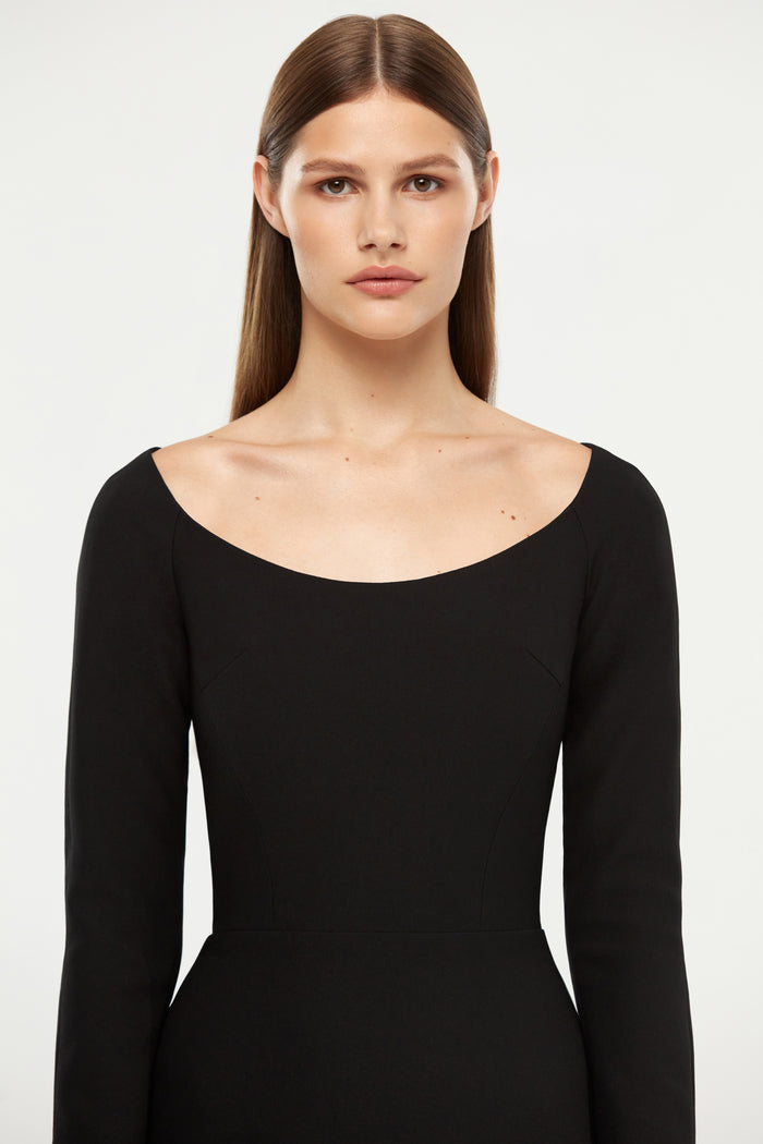 Сrepe long midi dress with fringe – Rasario