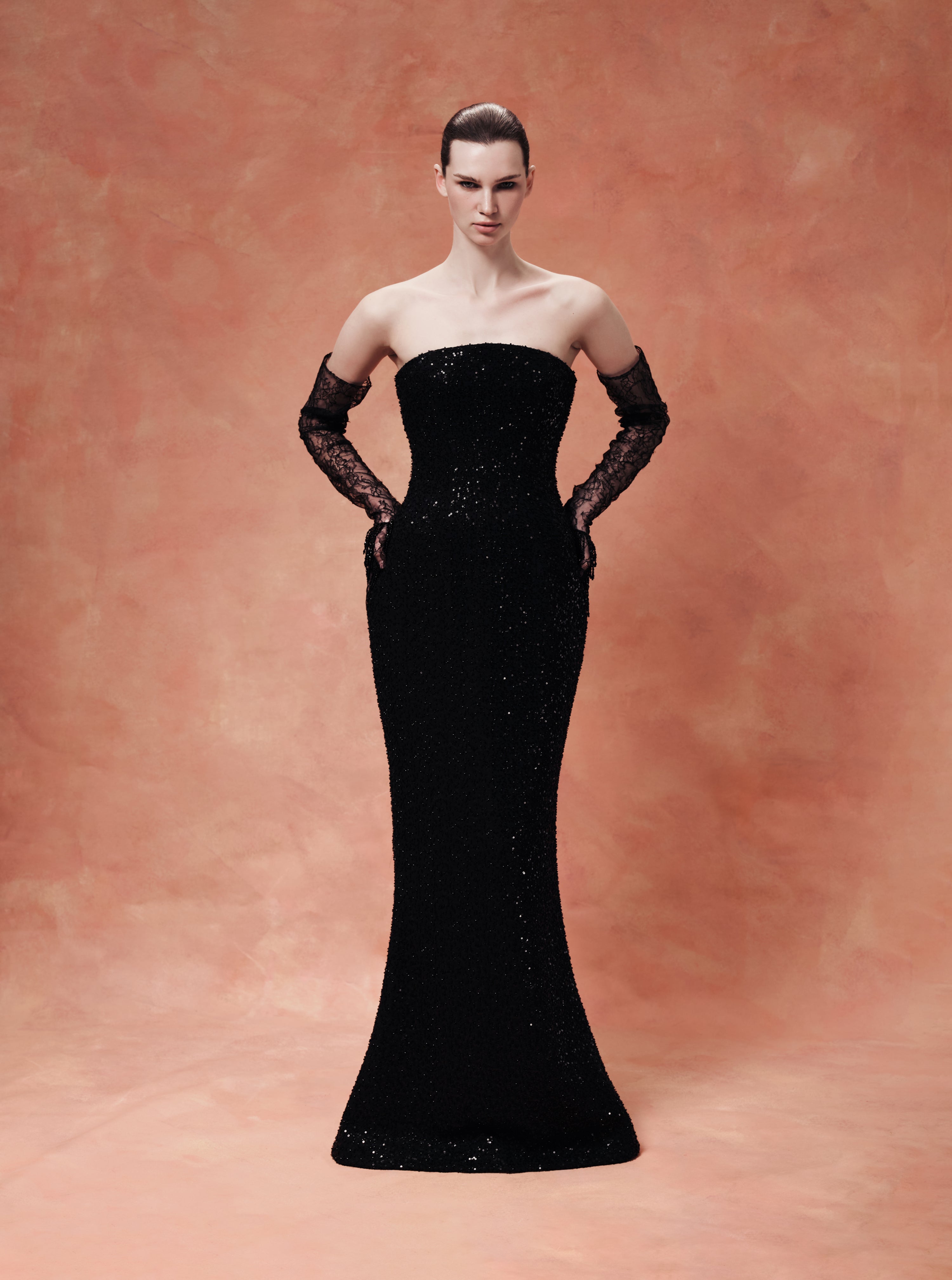 Sequin-Embroidered Bustier Maxi Dress