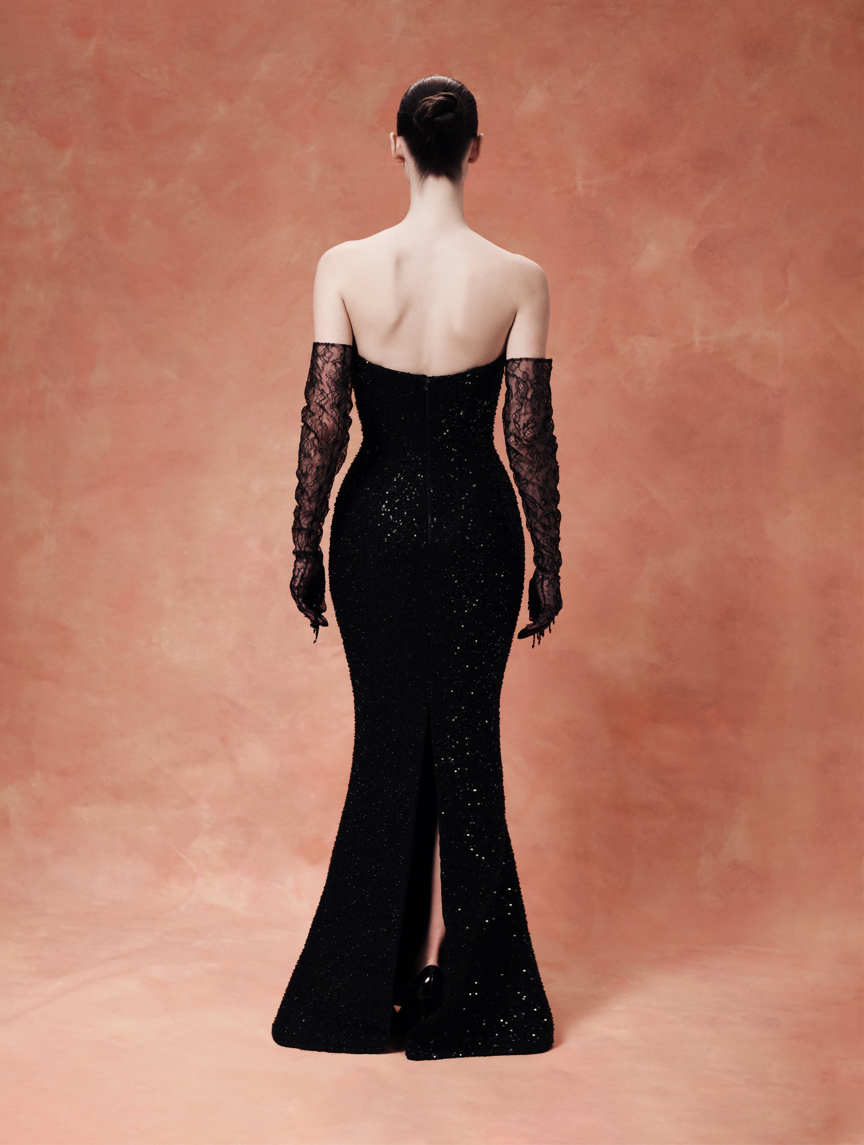 Sequin-Embroidered Bustier Maxi Dress