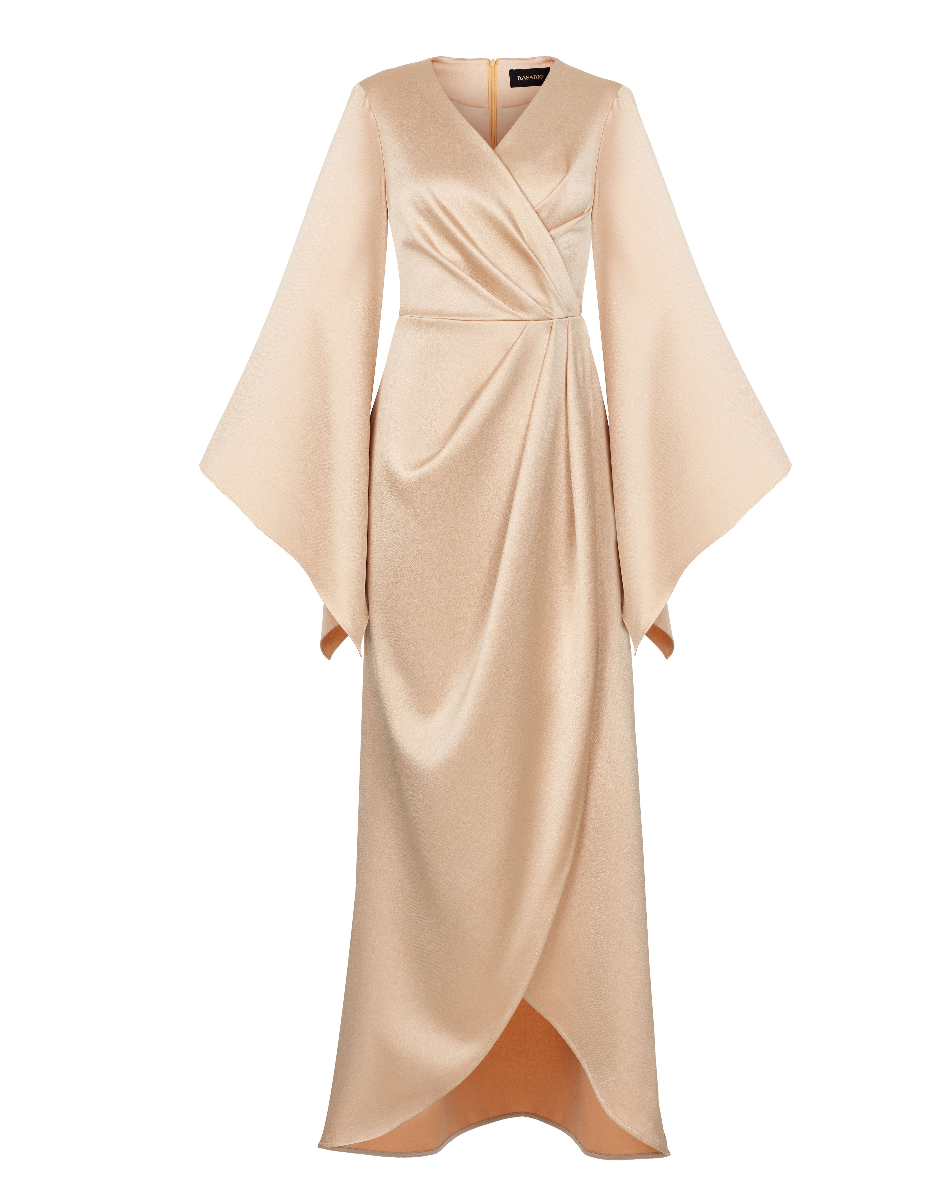 Draped satin gown