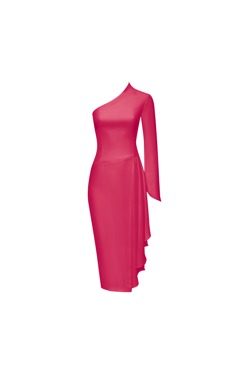 Asymmetric draped crepe midi dress – Rasario