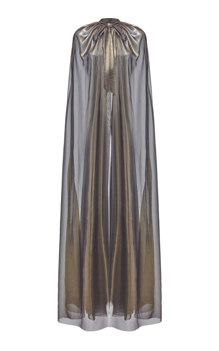 Bow-embellished chiffon maxi-cape – Rasario
