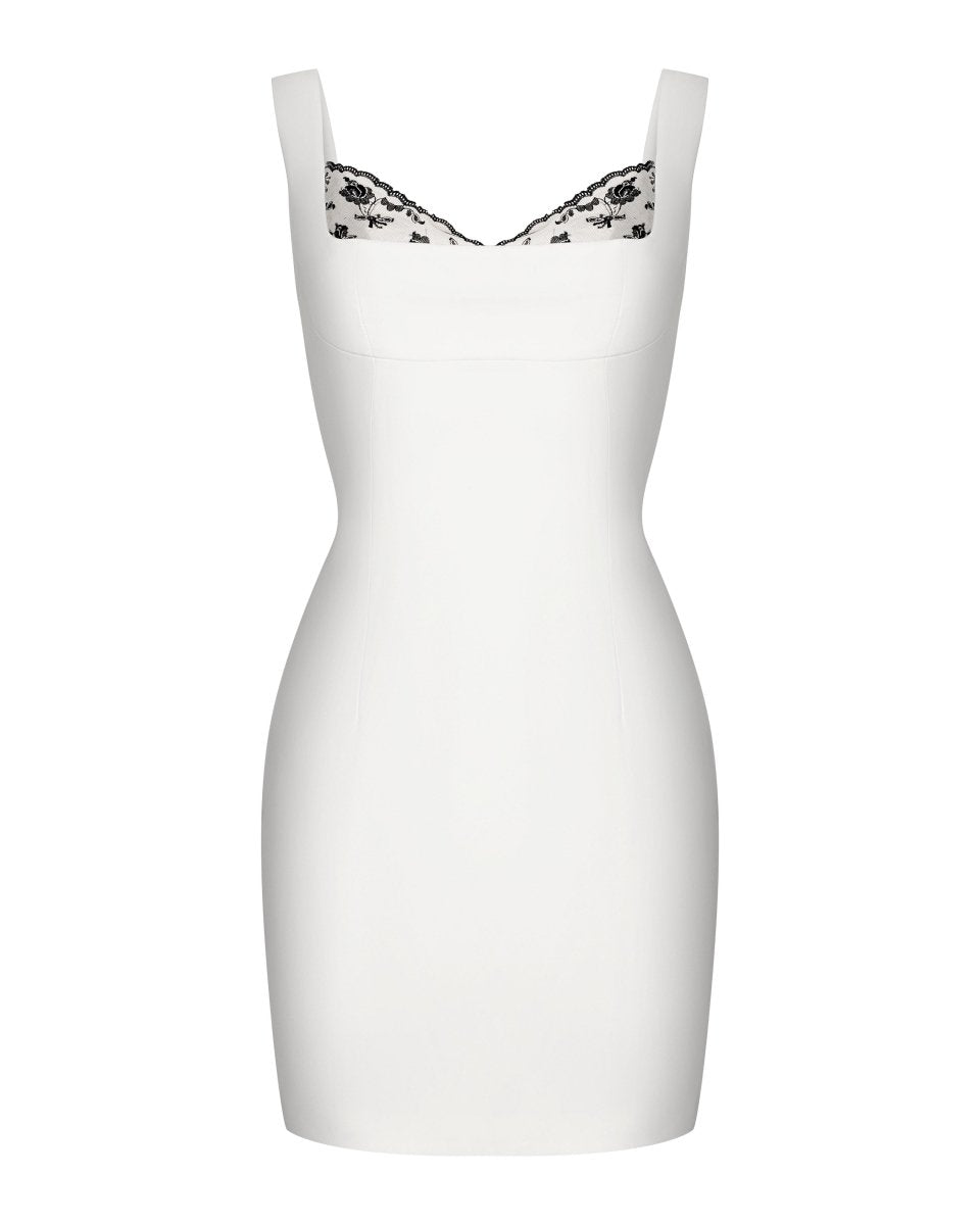 Crepe and lace mini dress – Rasario