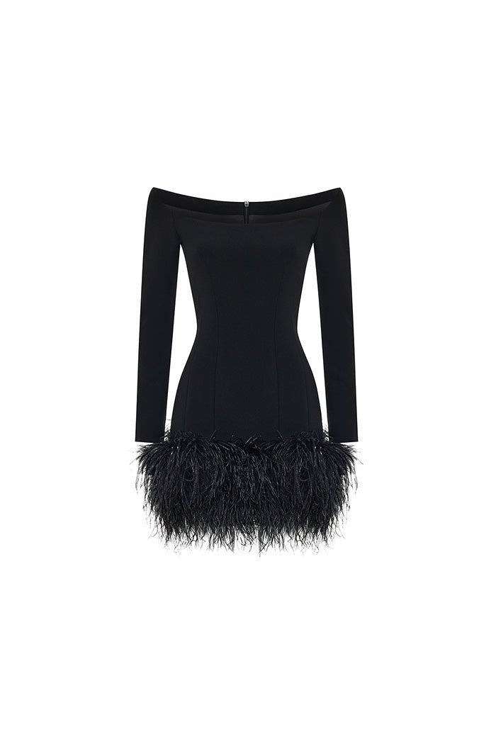 Crepe mini dress with fringe – Rasario