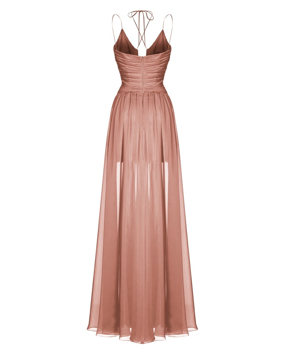 Draped chiffon maxi dress – Rasario