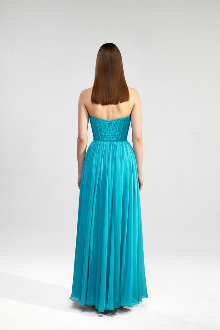 Draped chiffon maxi dress – Rasario