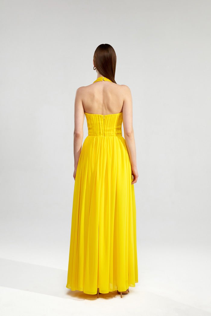 Draped chiffon maxi dress – Rasario