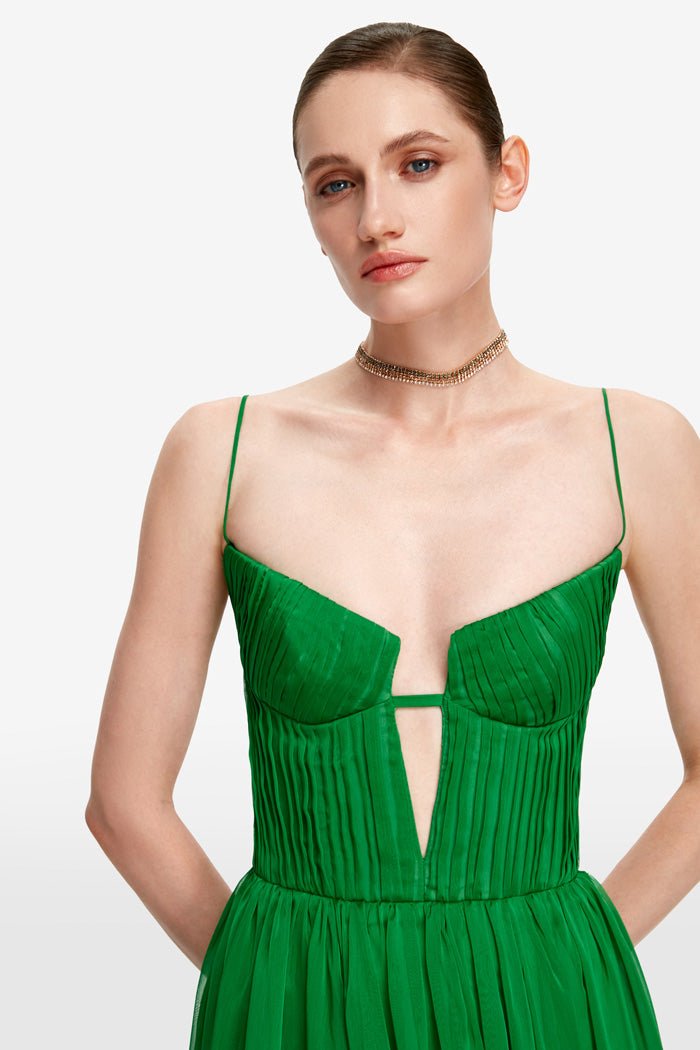 Draped cutout chiffon maxi dress – Rasario