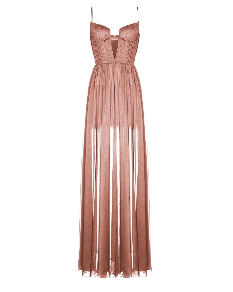 Draped cutout chiffon maxi dress – Rasario