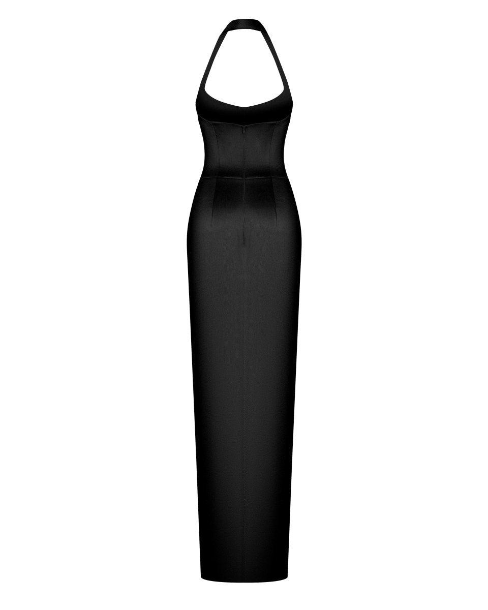 Draped satin gown with straps – Rasario