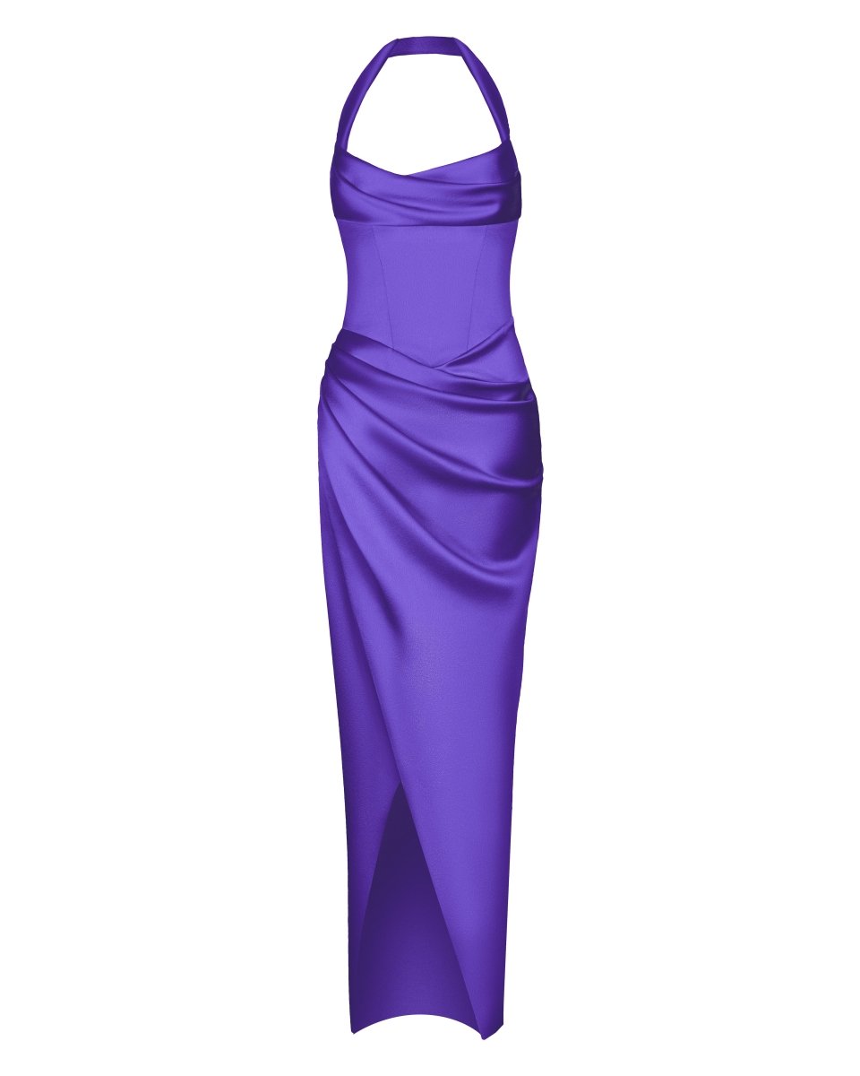 Draped satin gown with straps – Rasario