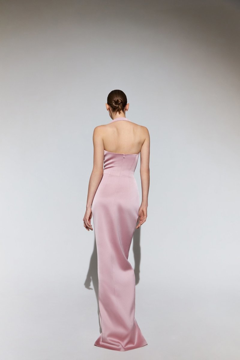 Draped satin gown with straps – Rasario