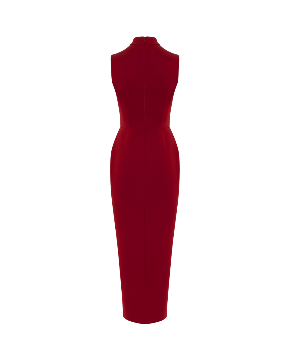 Draped satin midi dress with a cutout – Rasario