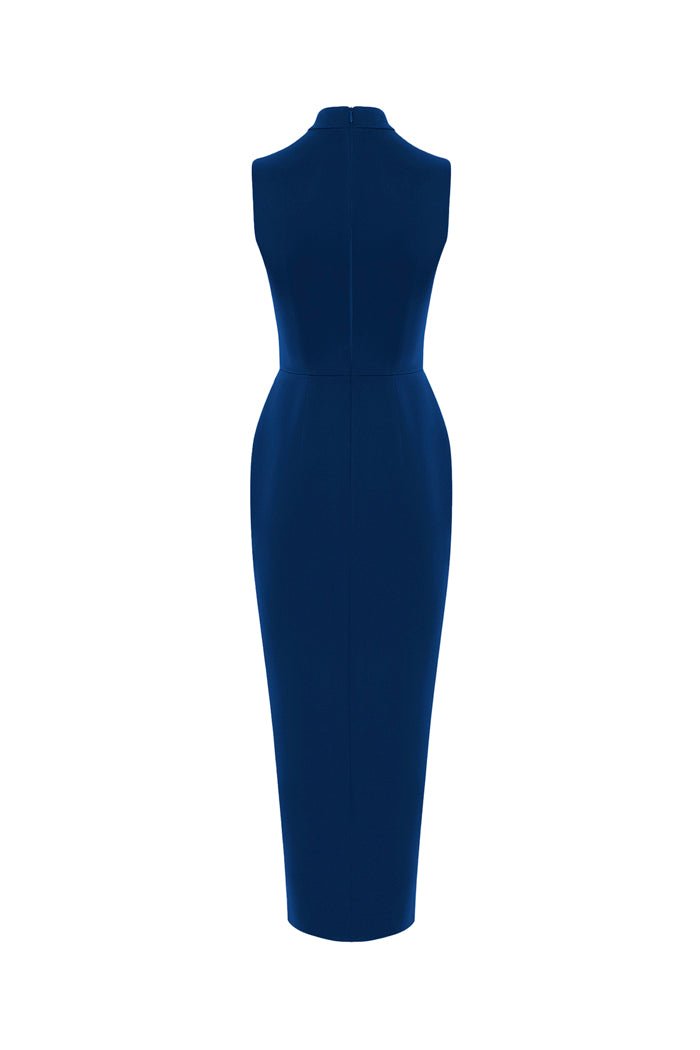 Draped satin midi dress with a cutout – Rasario
