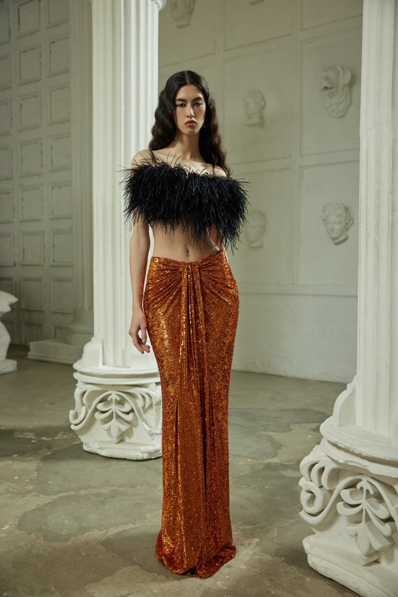 Draped sequined maxi skirt – Rasario